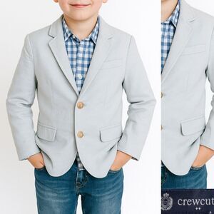 Crewcuts Thompson Navy Blazer Kids 8 Gray Cotton Suit Jacket Sport Coat Stretch